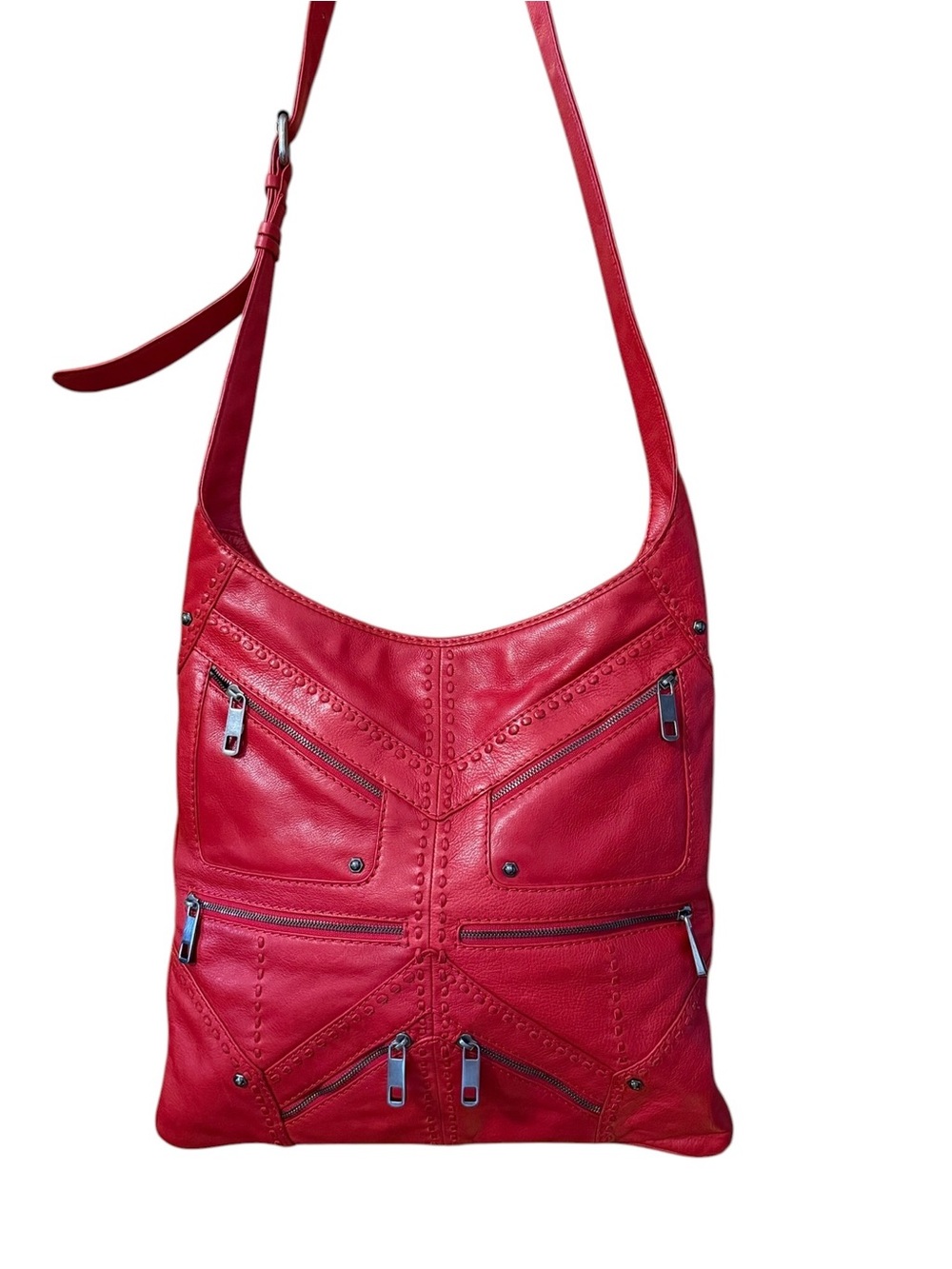 Rebecca Minkoff Red Leather Zip-Accent Shoulder Bag